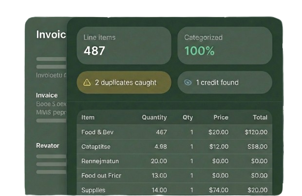 AI extracting line items from an invoice