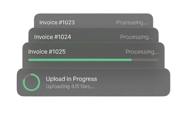 Invoices being uploaded and processed